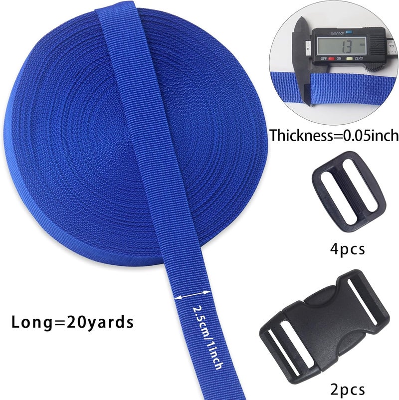ZHFMLY ZHFMILY Polypropylene Webbing 1 inch Royal Blue 20 Yards Heavy Duty Poly Strapping Backpack Straps for Climbing Outdoors Indoors Crafting DIY - Image 2